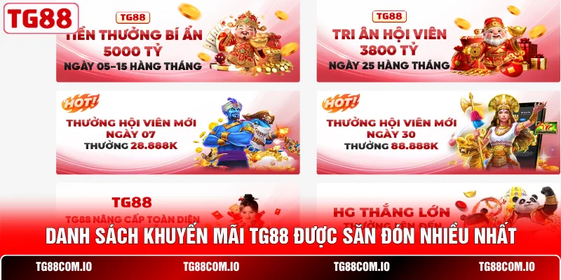 Danh sách khuyến mãi TG88 được săn đón nhiều nhất 