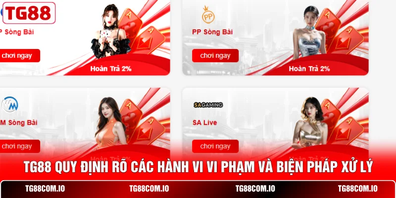 Điều Khoản Sử Dụng TG88 3 TG88 quy định rõ các hành vi vi phạm và biện pháp xử lý